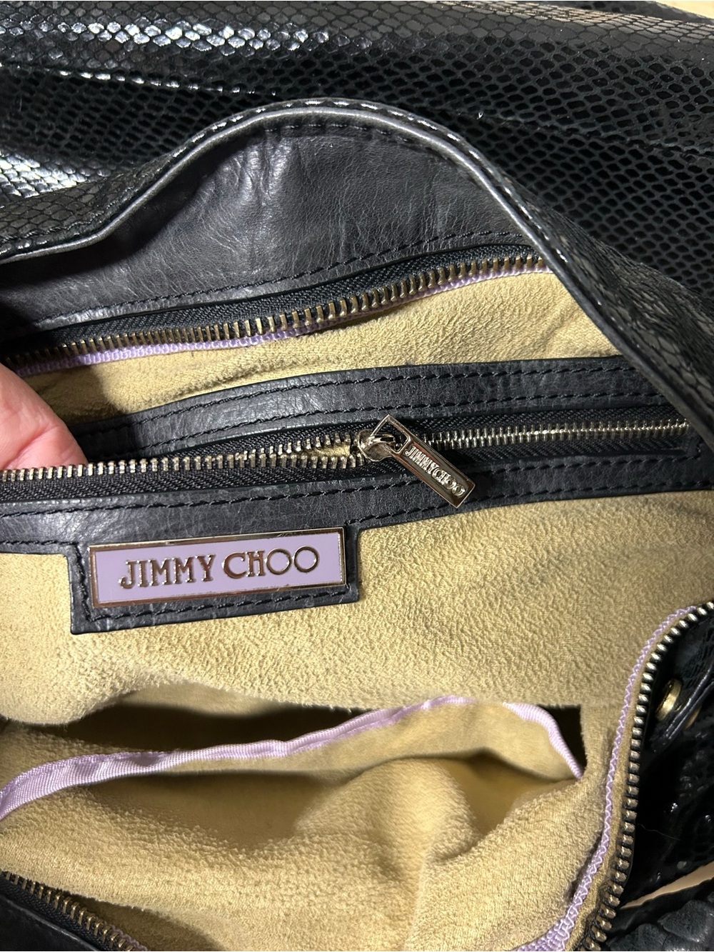 JIMMY CHOO Snake Print Patent Leather Large Hobo Shoulder Bag EUC - Picture 13 of 14
